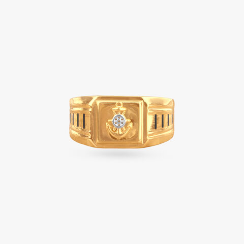 Nautical Charm Gold Ring for Men