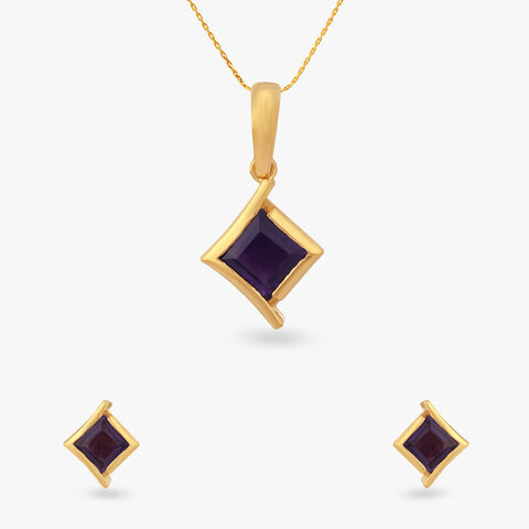 Orchid Edge Gold Pendant and Earrings Set