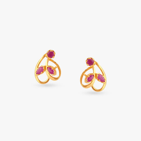 Graceful Loop Ruby Stud Earrings