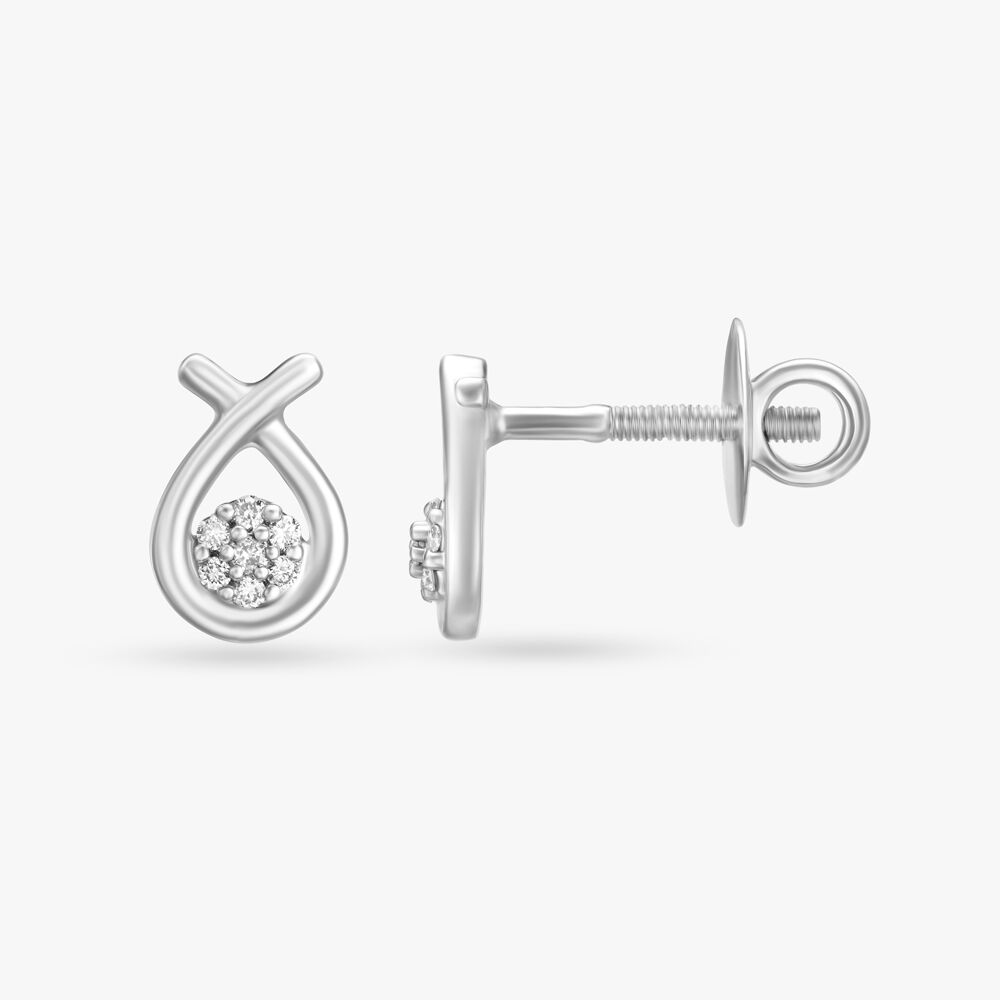 Quirky Diamond Stud Earrings in Platinum