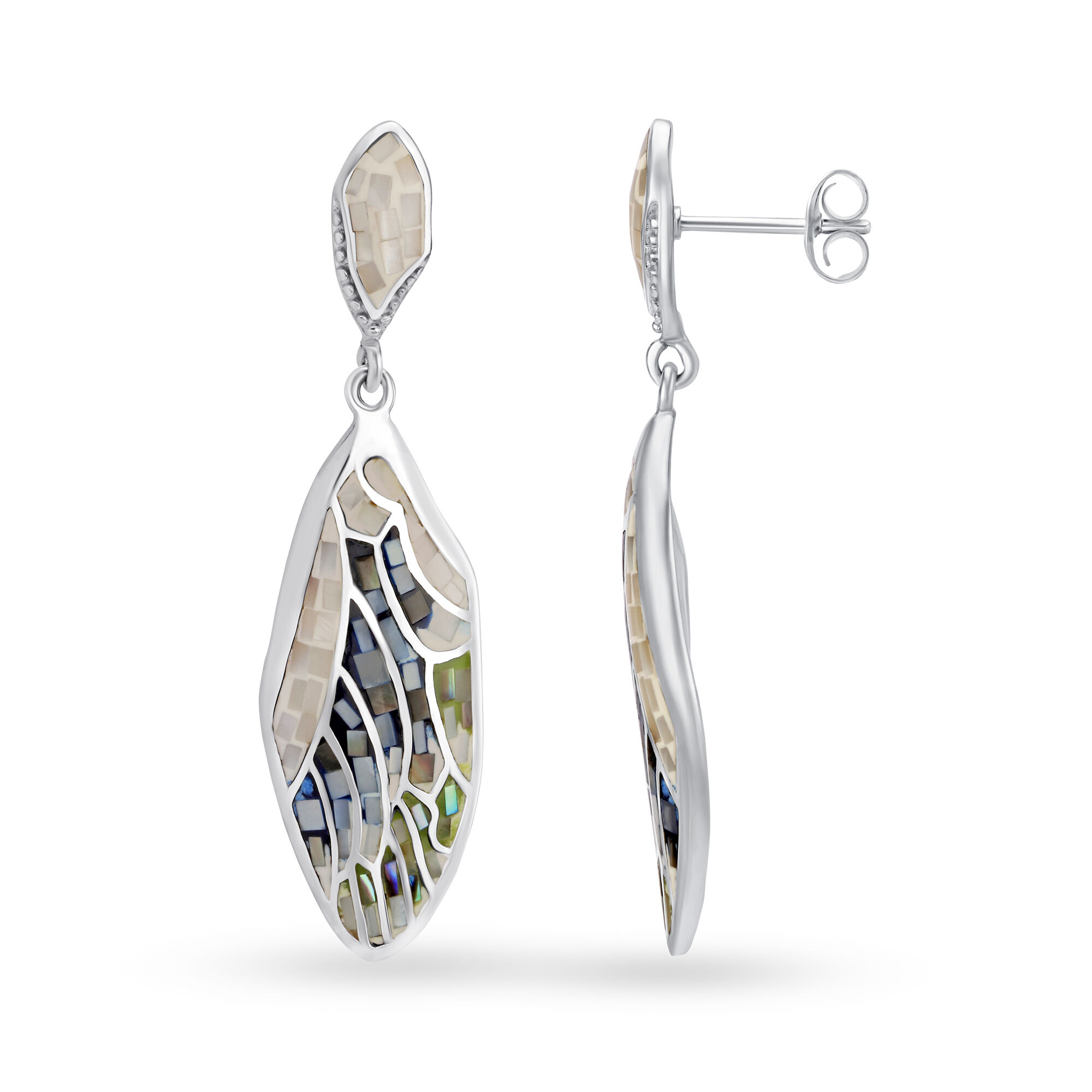 Silver Earrings For Women In Dragonfly Wing Design Embellished