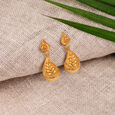 Curvy 22 Karat Yellow Gold Petal Drop Earrings,,hi-res image number null