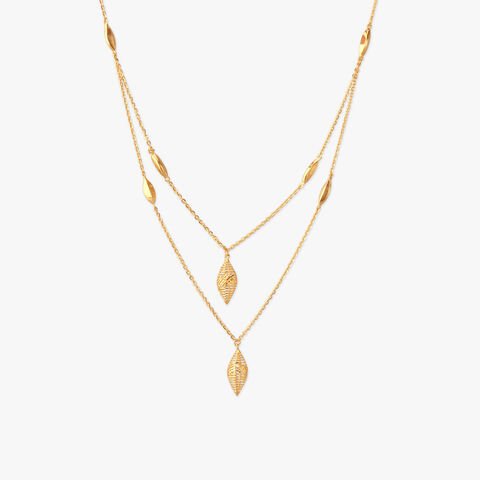 Layered Leaf Gold Necklace