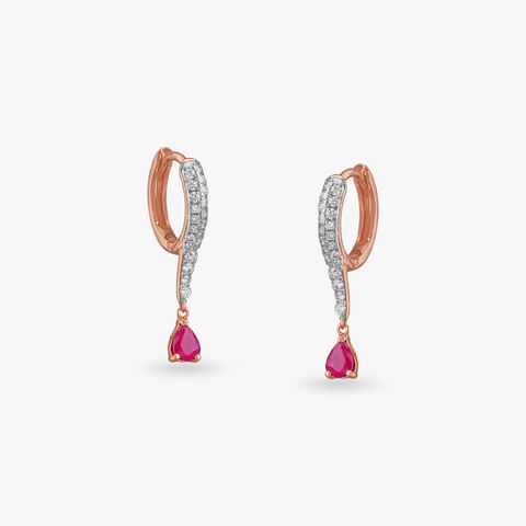 Crimson Swing Diamond Hoop Earrings