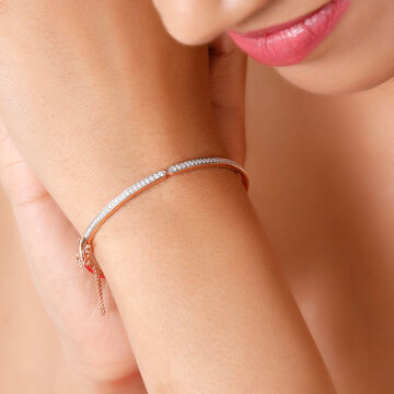 14KT Rose Gold Dazzling Contoured Diamond Bangle