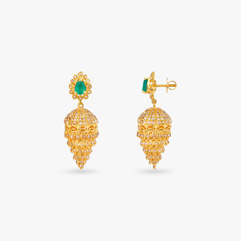 Dual Heritage Gold Jhumka Earrings