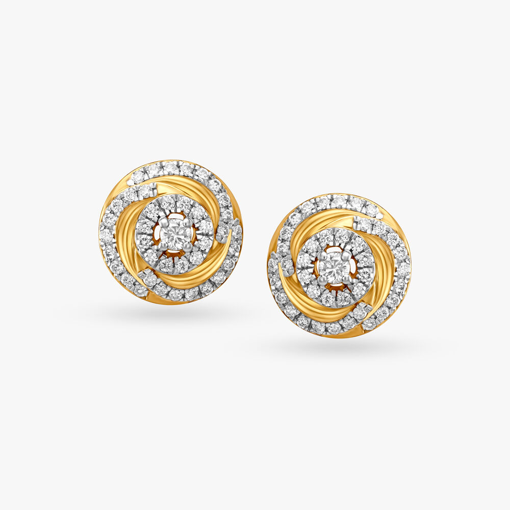 Gold and Diamond jewellery designs Tanishq diamond emerald pearl earrings   Diamond earrings design Unique diamond earrings Gold earrings designs