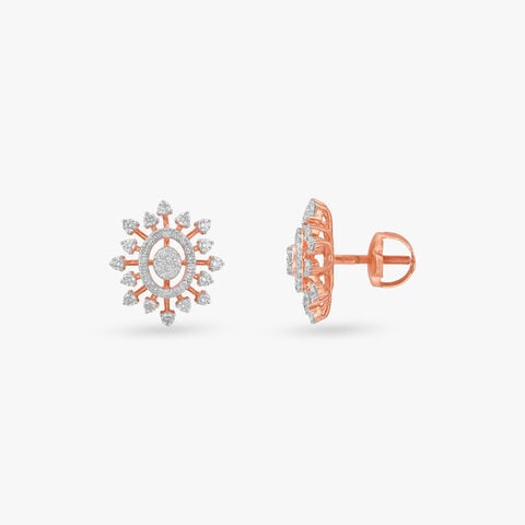 Sunburst Oval Diamond Stud Earrings