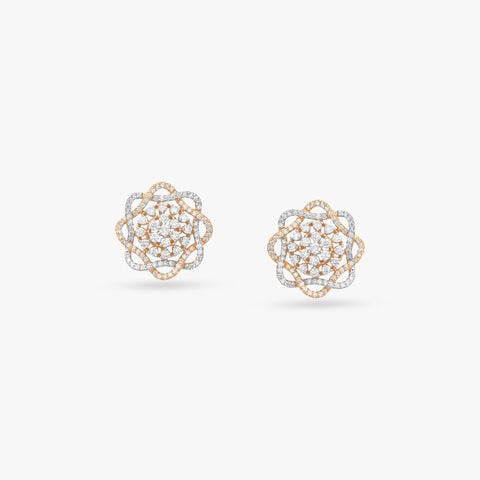 Entwined Bloom Diamond Stud Earrings