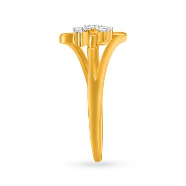Contemporary Floral Motif Diamond Finger Ring,,hi-res image number null