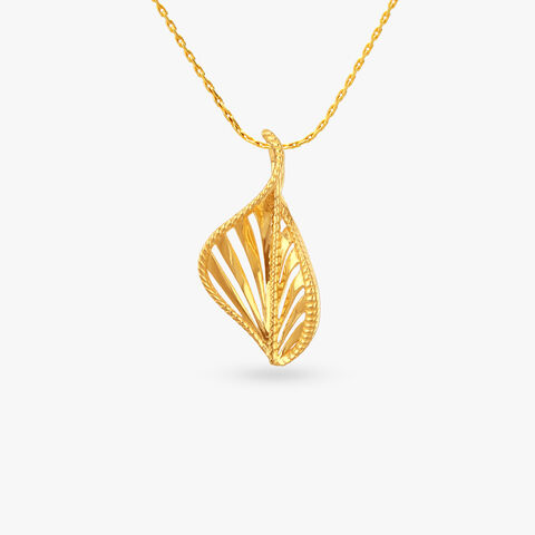 Sculpted Breeze Gold Pendant and Earrings Set