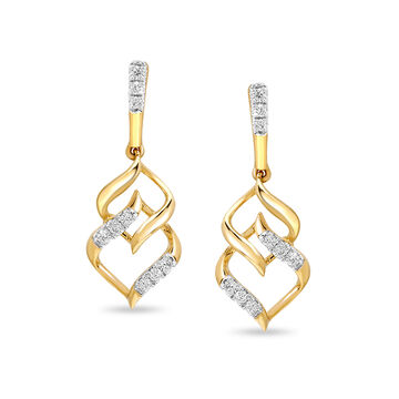 14Kt Yellow Gold Mystical Swirl Diamond Drop Earring