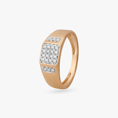 Rectangular Cluster Diamond Ring For Men