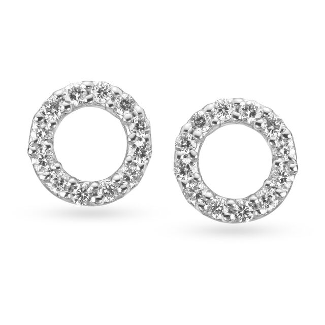 Striking 18 Karat Gold Halo Stud Earrings,,hi-res image number null