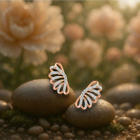 Floral Arc Diamond Stud Earrings