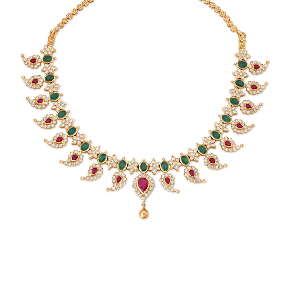 Tanishq ruby and emerald necklace top