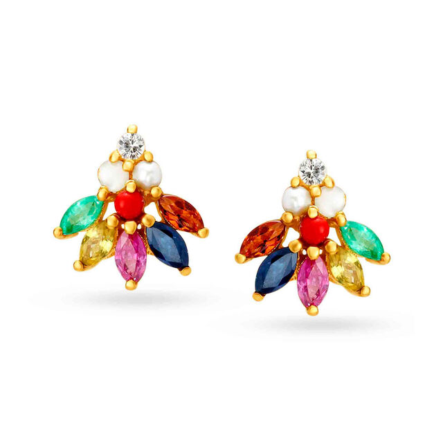 Aanvi Traditional Floral Stud Earrings,,hi-res image number null