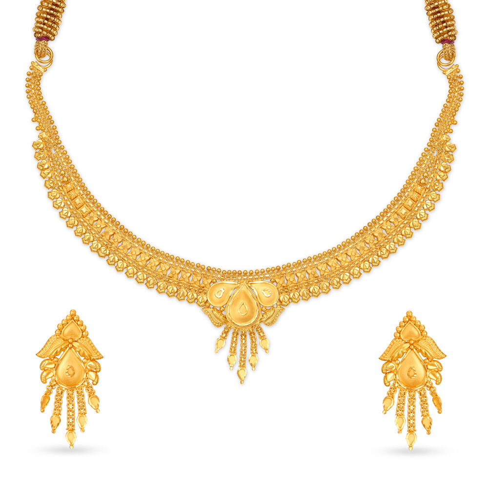 22K Plain Gold Necklace Set (27.000 grams) for Women | Mohan Jewellery