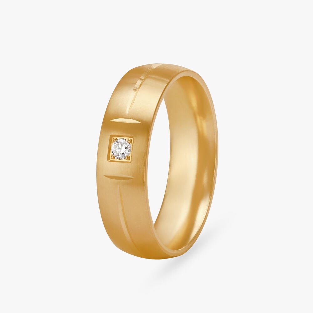 Fancy Traditional Gold and Diamond Finger Ring for Men