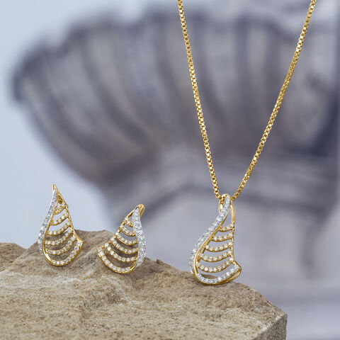 Serene Motion Diamond Pendant and Earrings Set