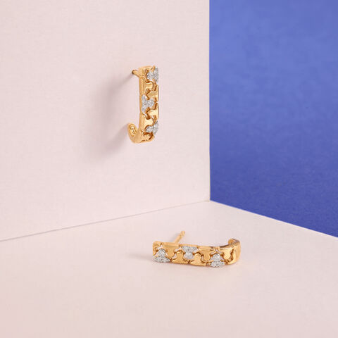 Playful Zipper Diamond Hoop Earrings