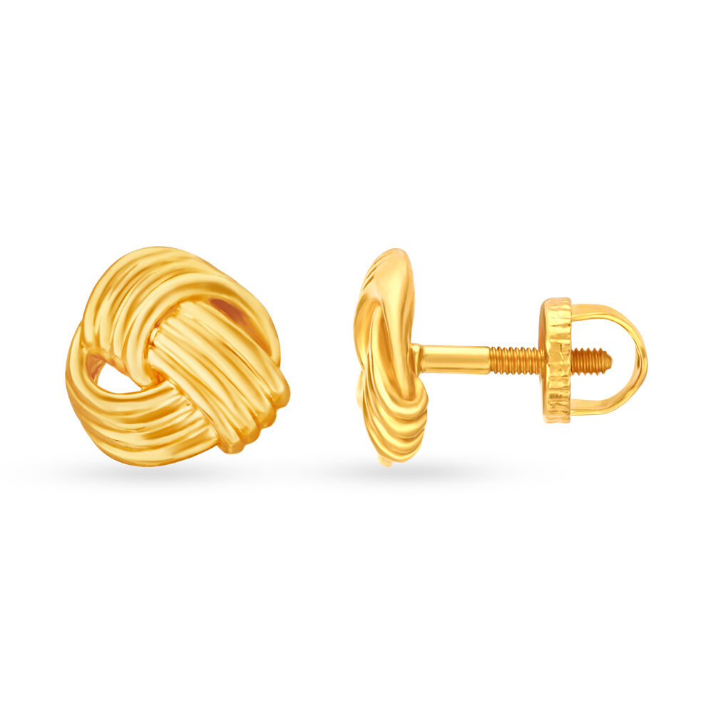 Sleek 22 Karat Yellow Gold Knotted Studs