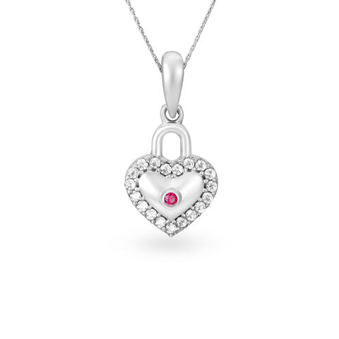 Heart Lock and Key Silver Pendant
