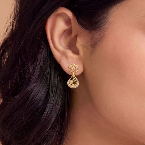 Meandering Jasmine Gold Drop Earrings