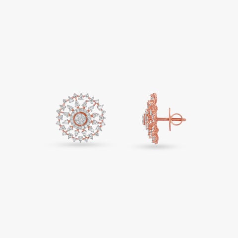 Whirling Marquise Diamond Gold Stud Earrings
