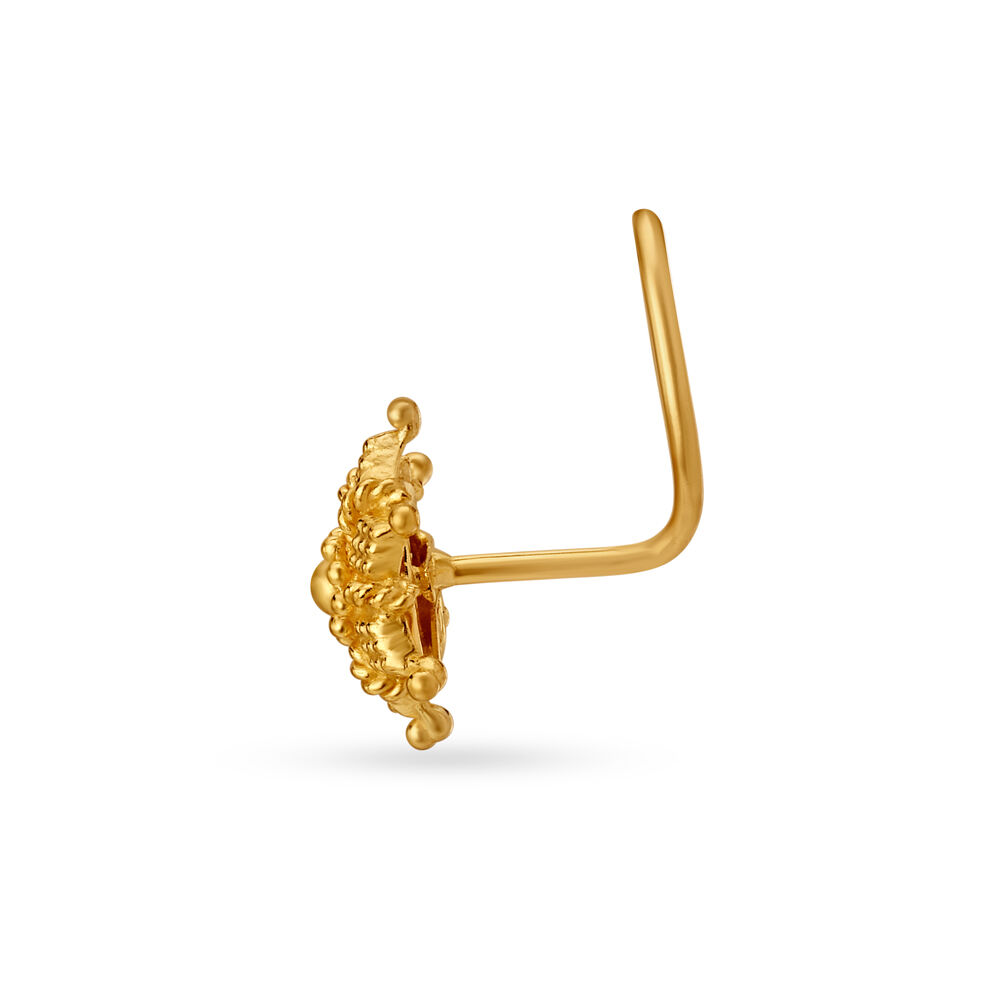 Flowerbud Gold and Diamond Nose Pin