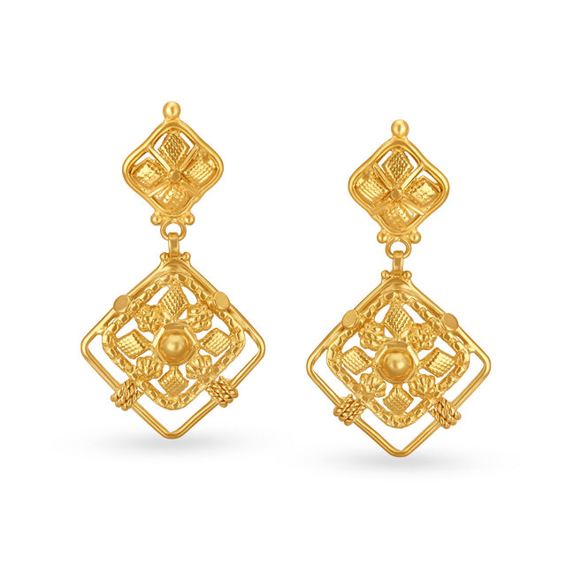 Charming Pretty Gold Drop Earrings,,hi-res image number null