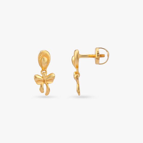 Little Bow Gold Drop Earrings for Kids