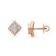 Sparkling Geometric Fancy Rose Gold and Diamond Stud Earrings,,hi-res image number null