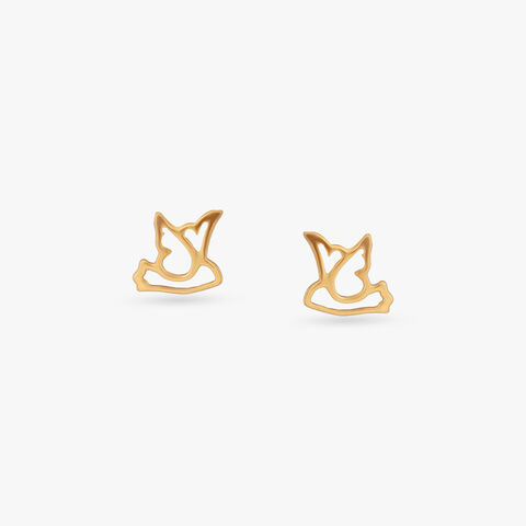 Peace Dove Gold Stud Earrings
