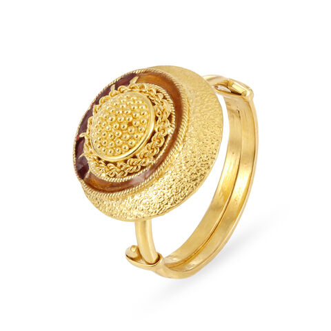 Contemporary Meenakari Gold Finger Ring