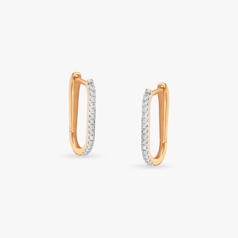 Elongated Arc Diamond Hoop Earrings