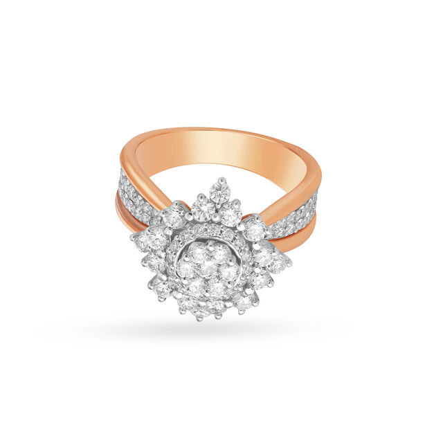 Lavish 18 Karat Rose And White Gold And Diamond Finger Ring,,hi-res image number null