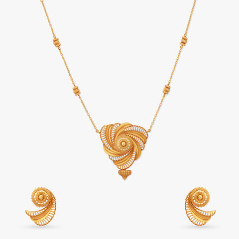 Solar Spiral Gold Necklace Set