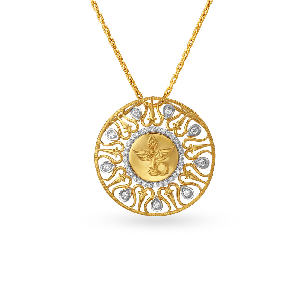 Durga and Trident Diamond Pendant