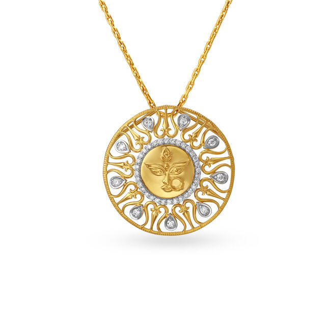 Durga and Trident Diamond Pendant,,hi-res image number null