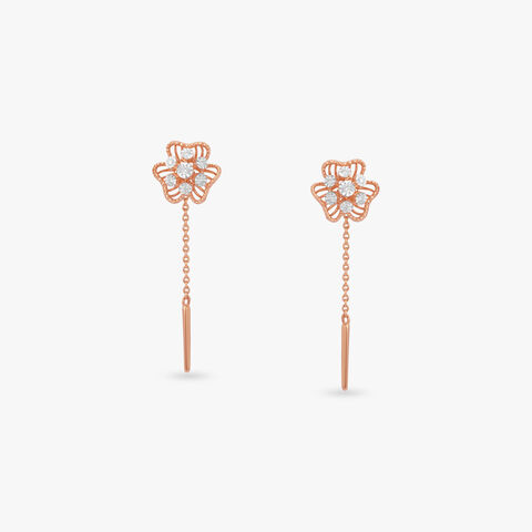Floral Cascade Diamond Drop Earrings