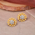 Shining 18 Karat Yellow Gold And Diamond Floral Studs,,hi-res image number null