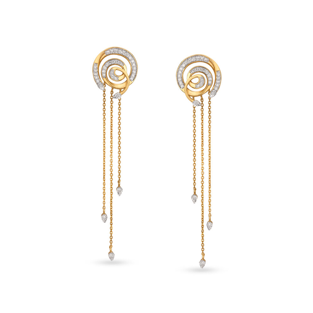14kt Yellow White Gold Drop Earrings For The Chic Mia Woman