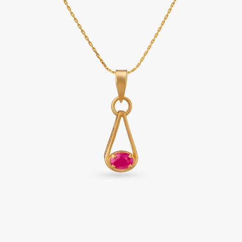 Crimson Gleam Gold Pendant