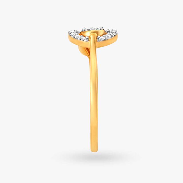 Leaf Inspired Dainty Gold and Diamond Finger Ring