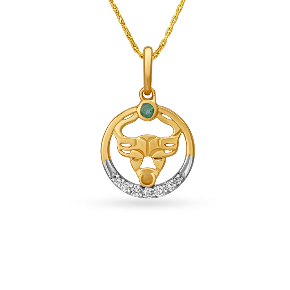 Jewlr 10K Yellow Gold Taurus Cut-Out Disc Pendant Necklace | The Pen Centre