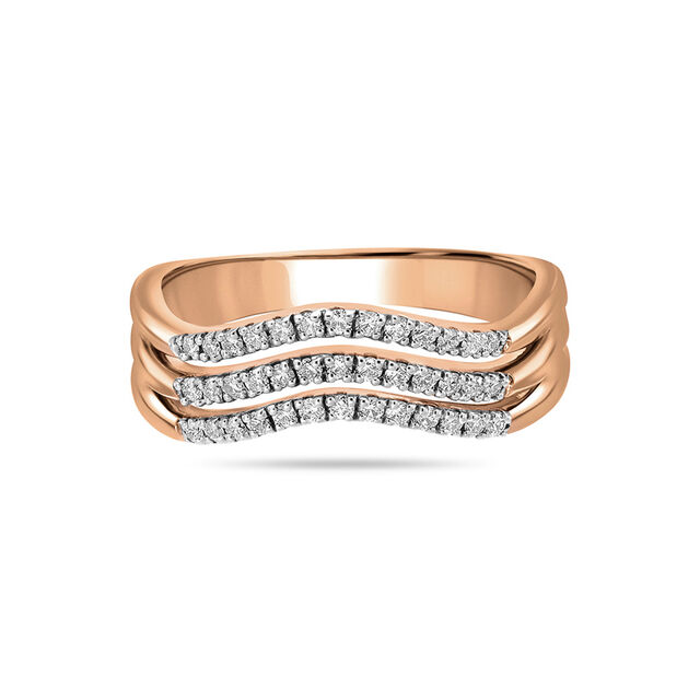 14 KT Triple Layered Delicate Rose Gold Ring,,hi-res image number null