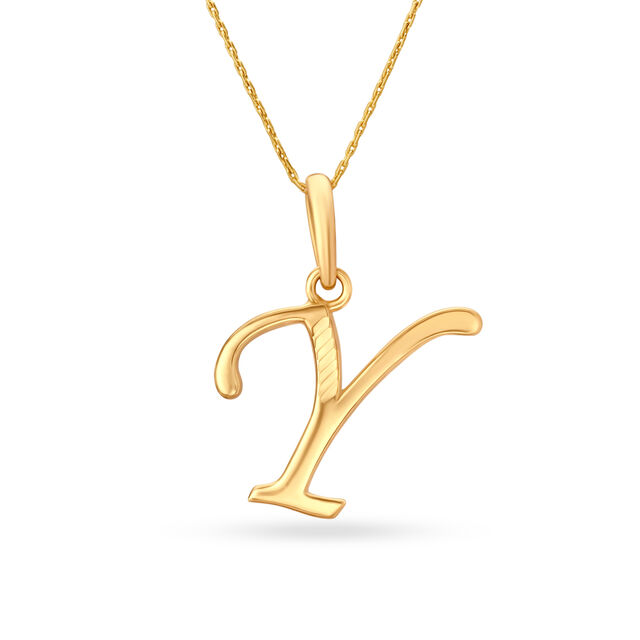 Luminous Typographic Letter Y Gold Pendant