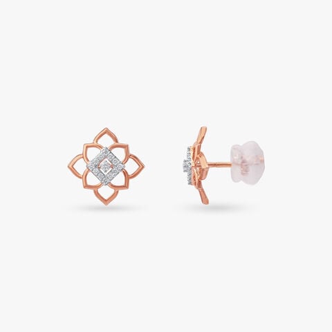Mystic Petal Diamond Stud Earrings