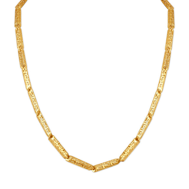 Edgy Hollow Gold Chain For Men